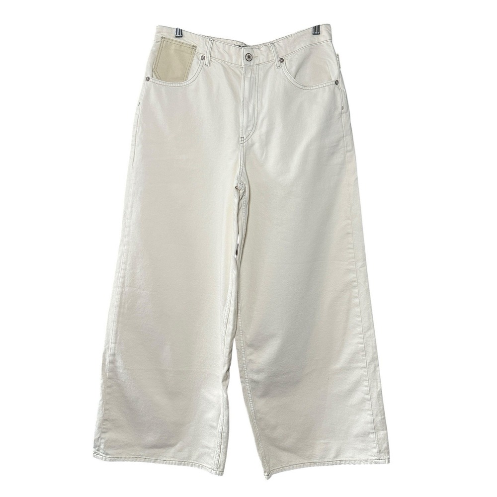 Free People We The Free Waterfalls Baggy Wide Leg Pants 30 Cream Utility Y2K - Picture 6 of 16